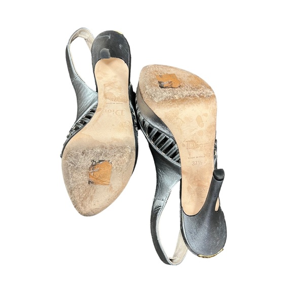 Christian Dior Silver Peep Toe Heels - Picture 5 of 7